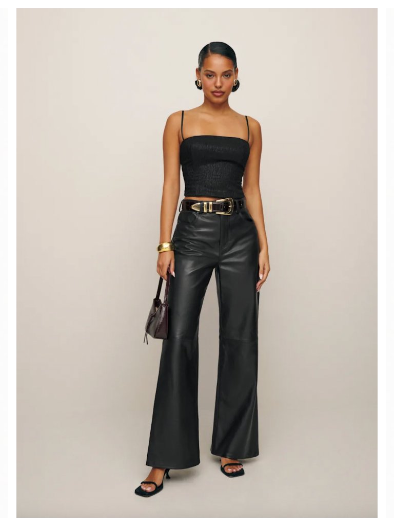 Reformation Veda Kennedy Wide Leg Genuine Leather Pants New Nwt